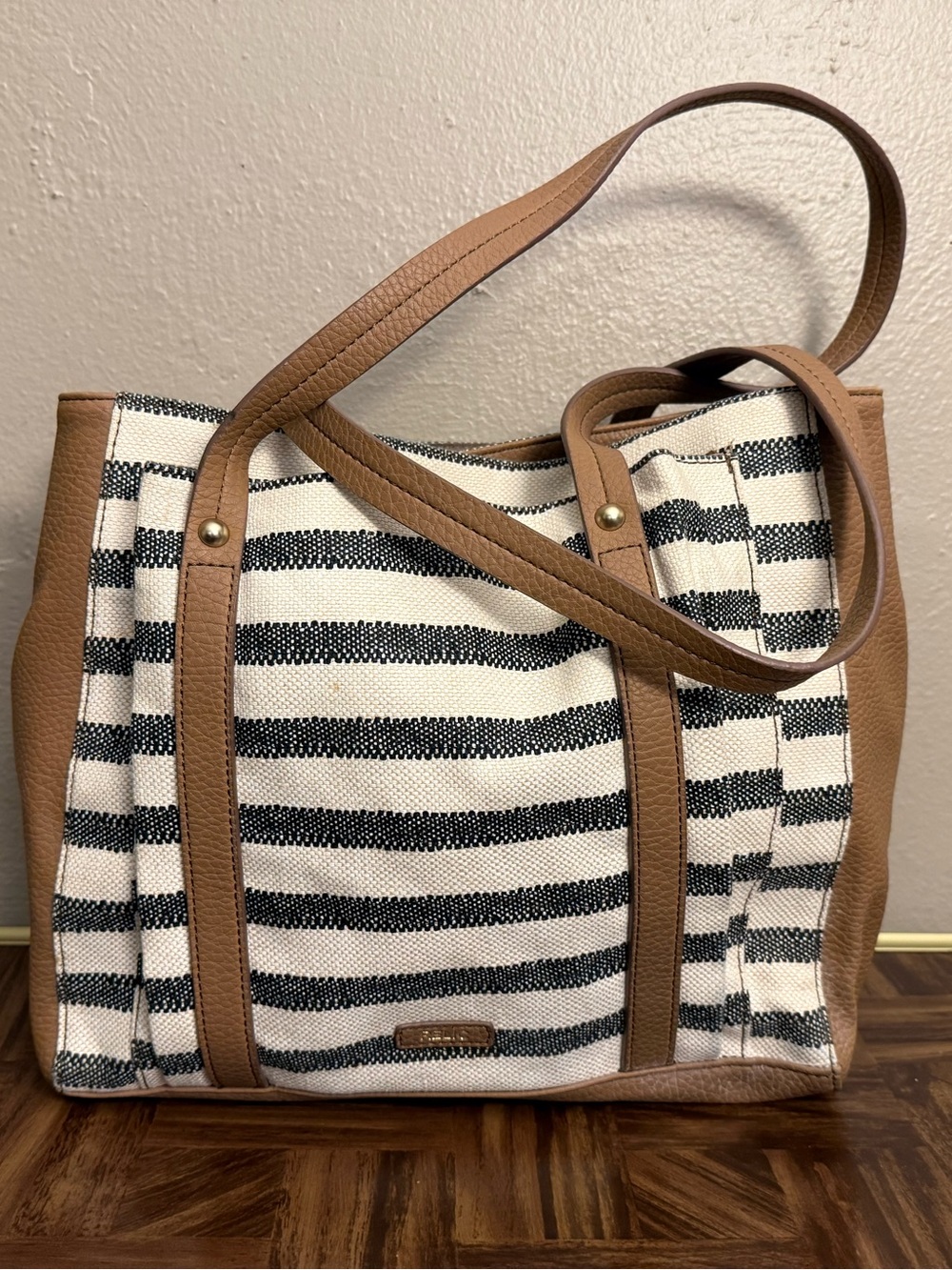 Relic by Fossil Striped Canvas Tote Handbag Purse